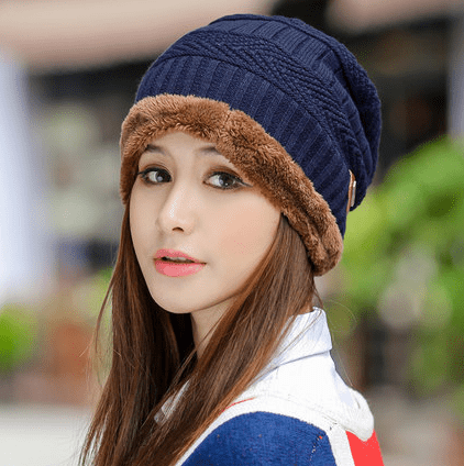 Knit Hat Female Winter ThickeningCap Warm Earmuffscap Head Outdoor Cycling Korean Version Of The Tide Collar Wool Hat - Krosscanada