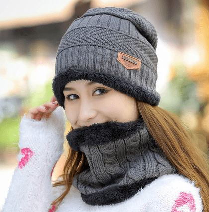 Knit Hat Female Winter ThickeningCap Warm Earmuffscap Head Outdoor Cycling Korean Version Of The Tide Collar Wool Hat - Krosscanada