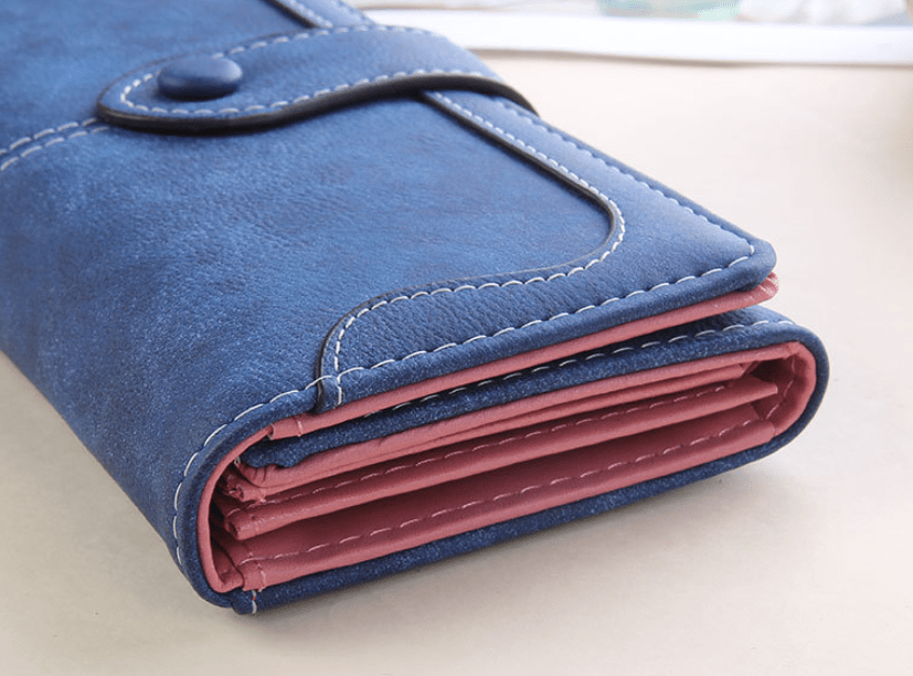Korean version of the wallet ladies long retro matte stitching ladies wallet women's wallet wallet - Krosscanada