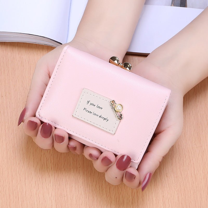 Ladies Simple Leather Short Folding Wallet - Krosscanada
