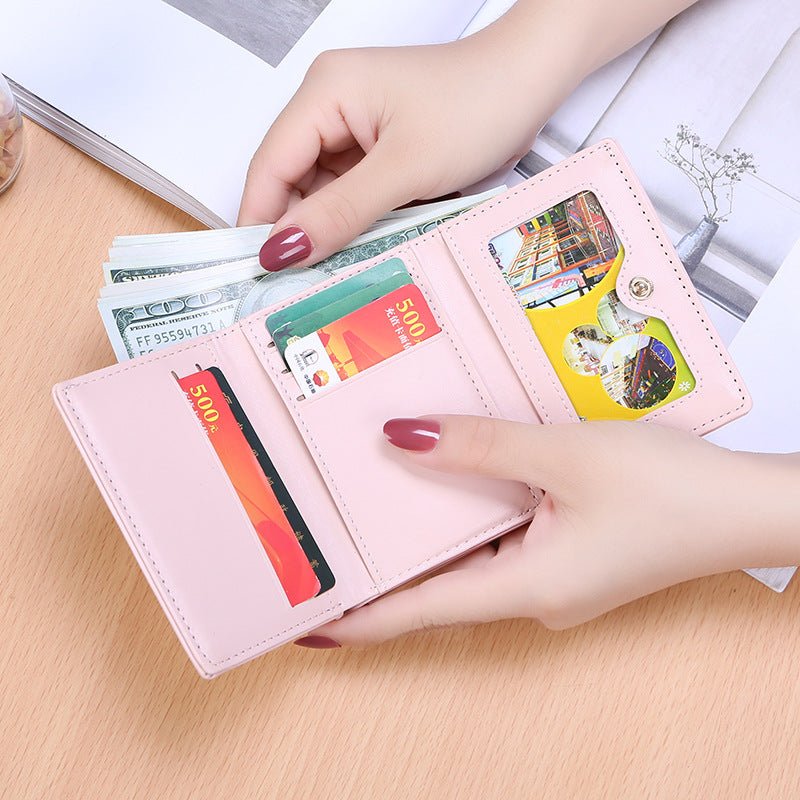 Ladies Simple Leather Short Folding Wallet - Krosscanada