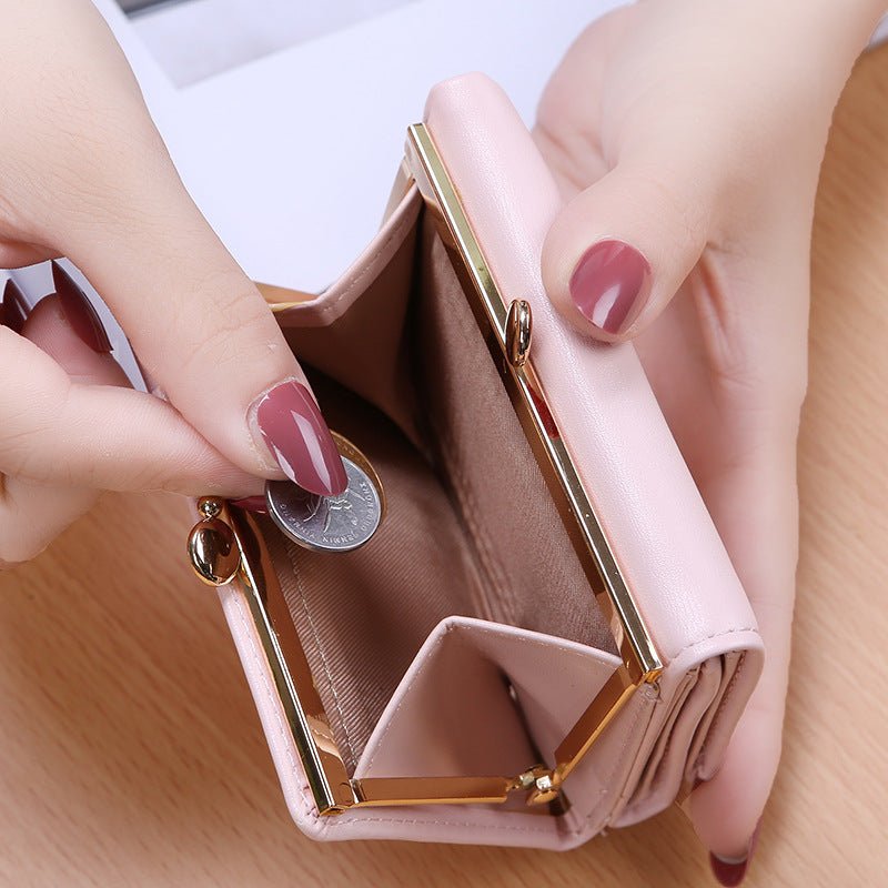 Ladies Simple Leather Short Folding Wallet - Krosscanada