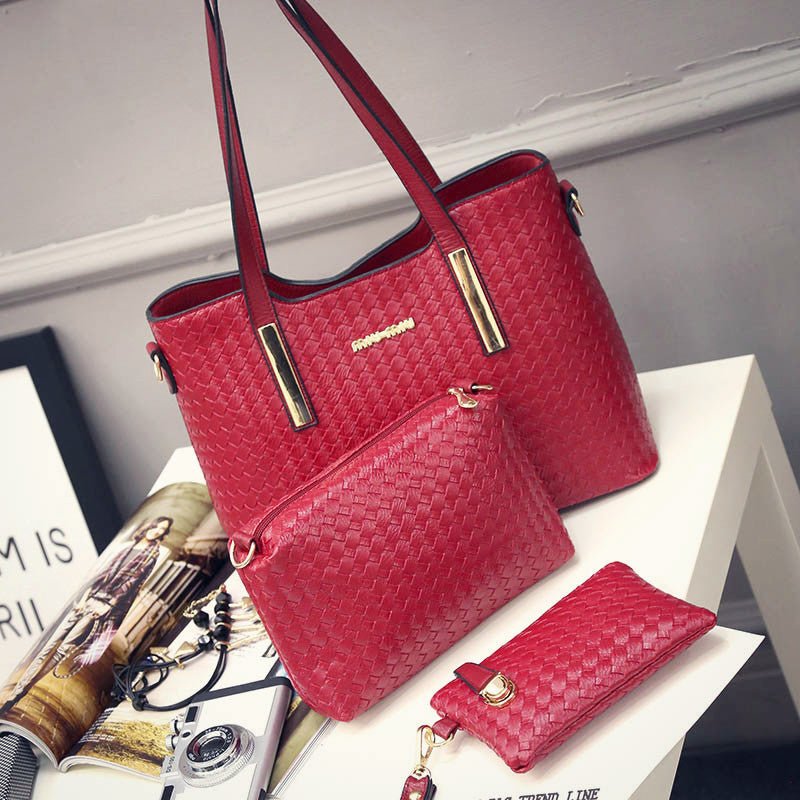 Lady bag spring 2021 European female bag leather braided composite bag three piece shoulder diagonal handbag - Krosscanada