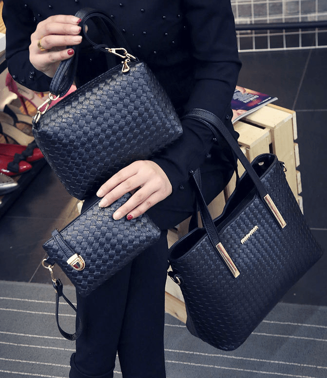 Lady bag spring 2021 European female bag leather braided composite bag three piece shoulder diagonal handbag - Krosscanada