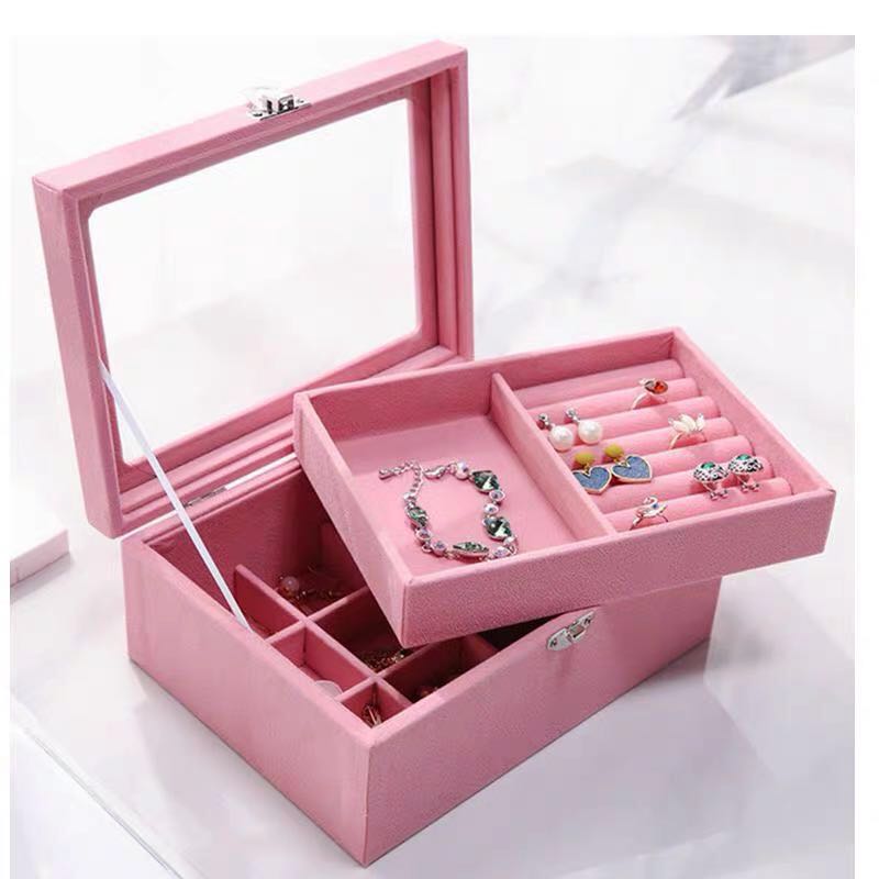 Large Capacity Jewelry Box Double Layer Flannel Box - Krosscanada