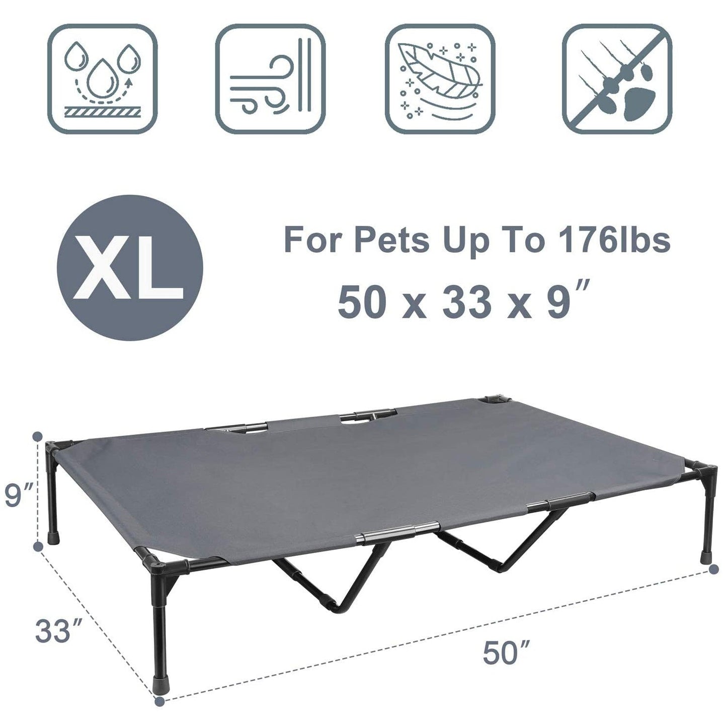 Large Outdoor Pet Camping Bed, Elevated Dog Bed, Kennel, All Seasons, Easy Cleaning - Krosscanada