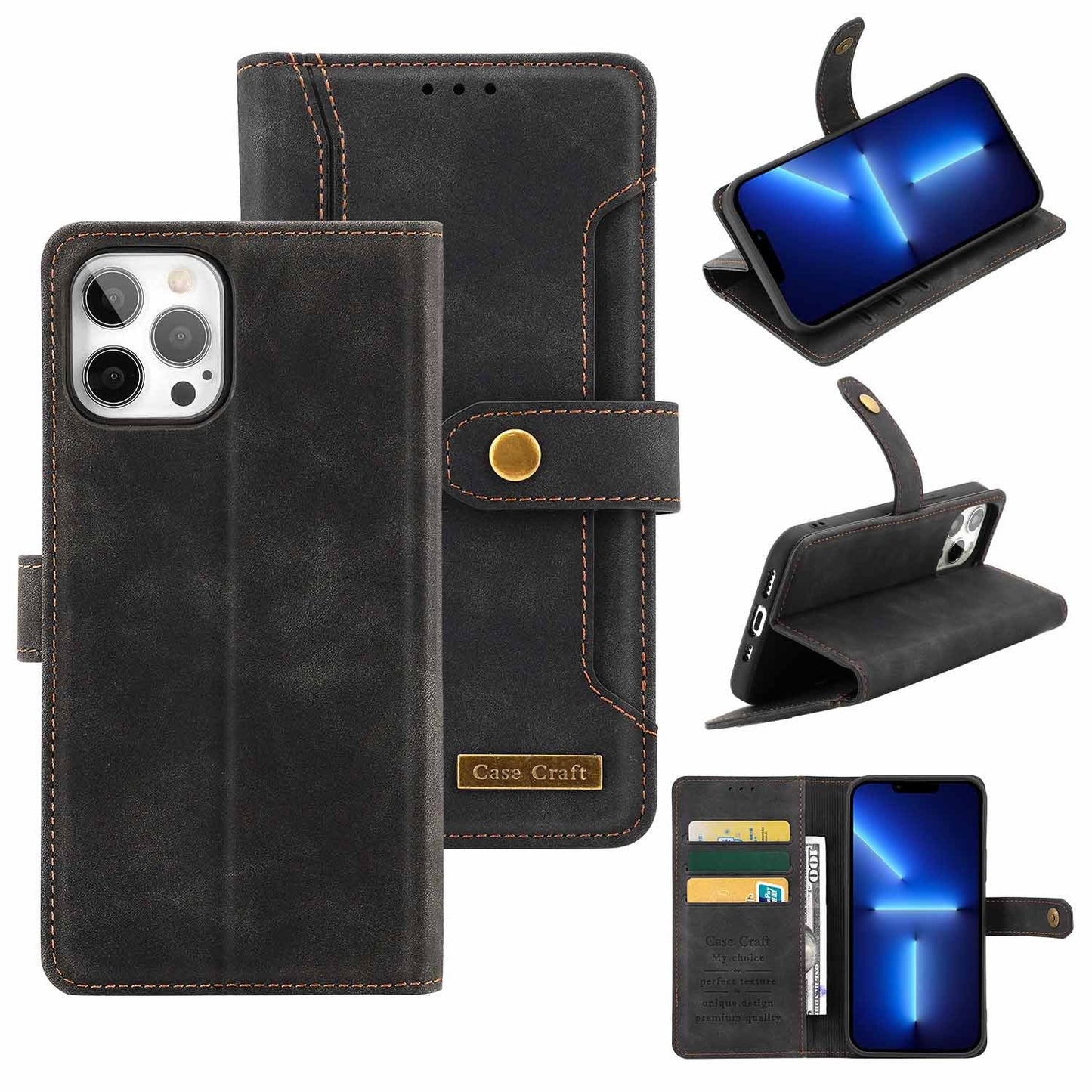 Magnetic Snap Protection Flap Wallet Leather Case - Krosscanada