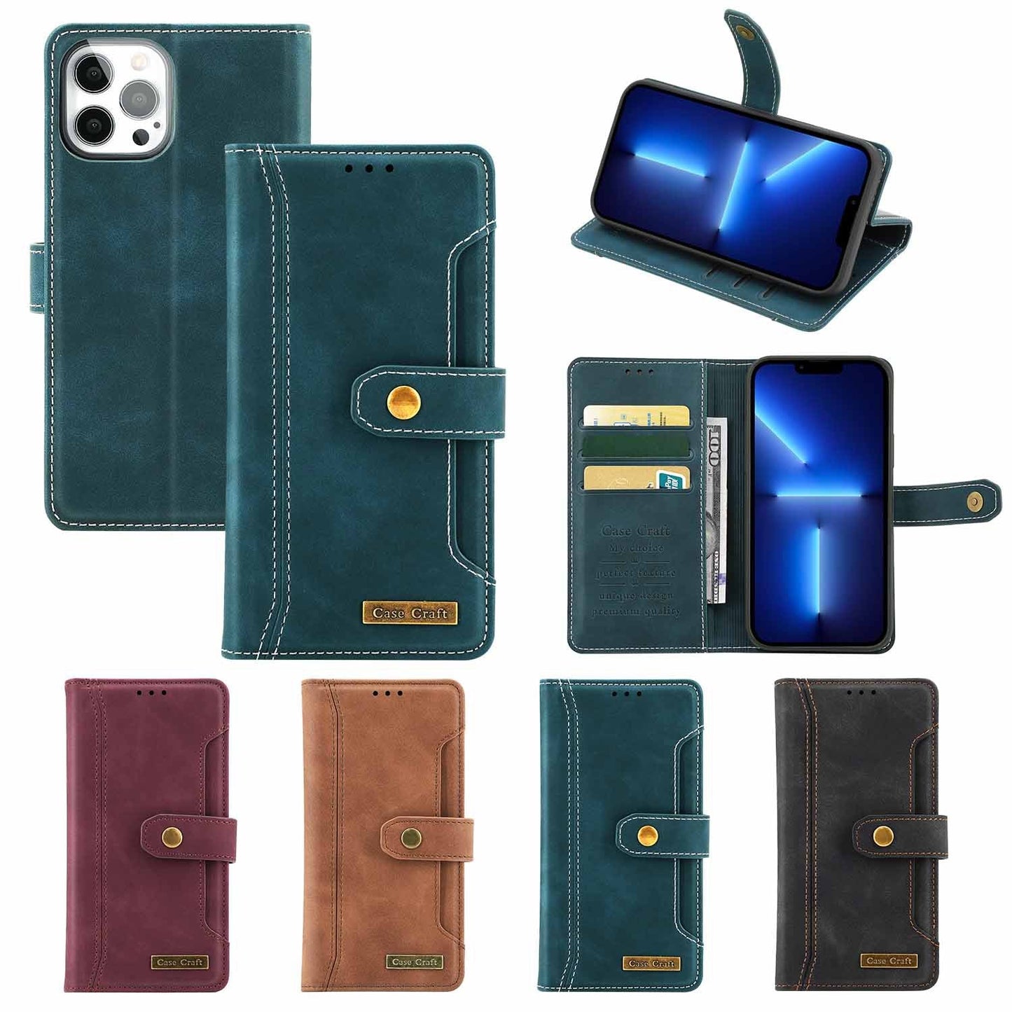 Magnetic Snap Protection Flap Wallet Leather Case - Krosscanada