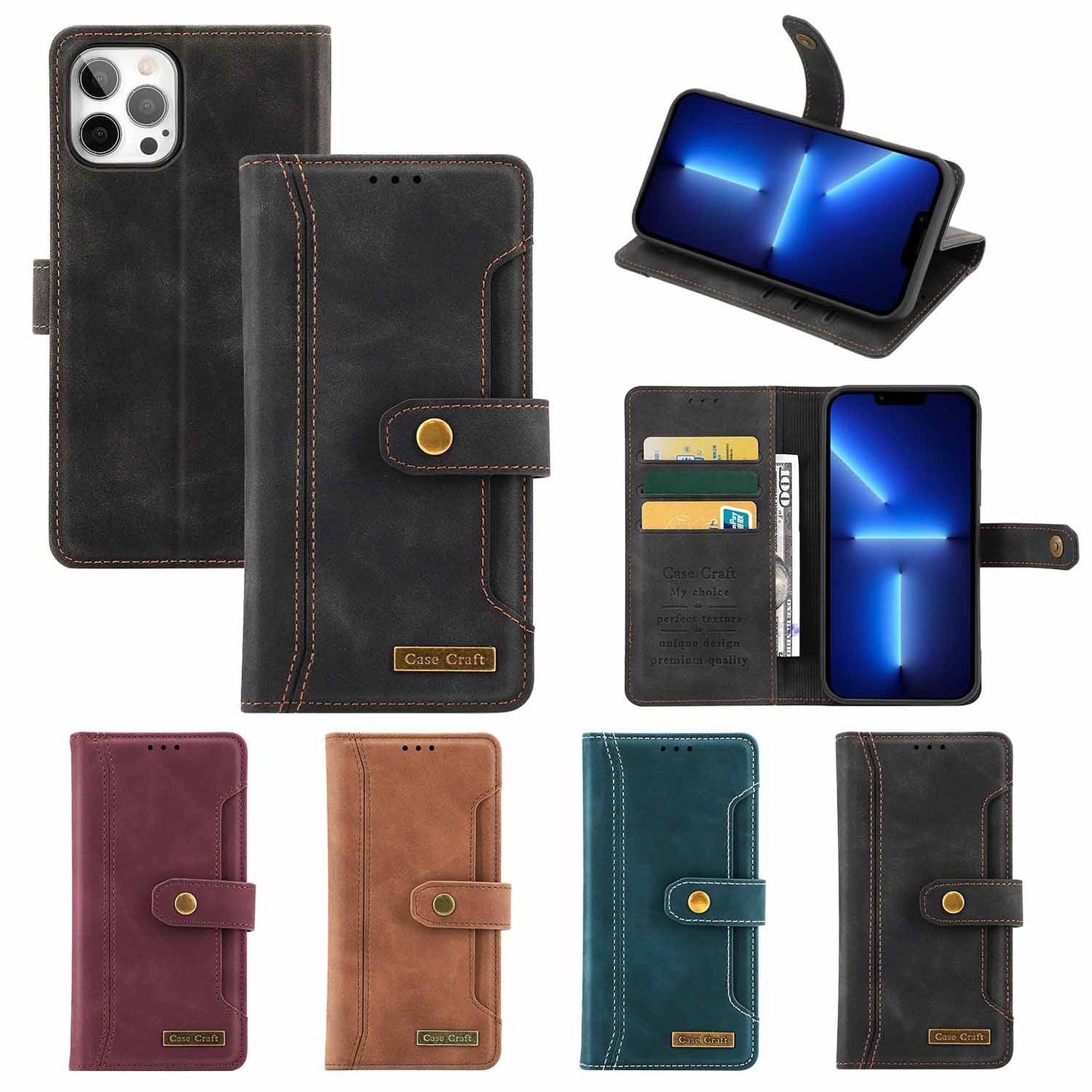 Magnetic Snap Protection Flap Wallet Leather Case - Krosscanada