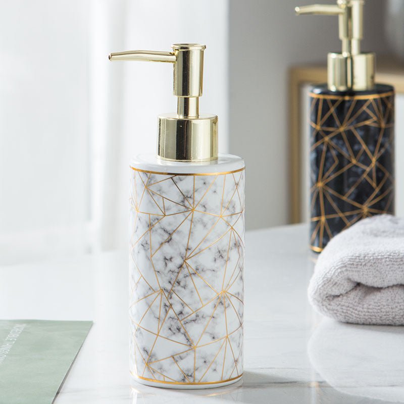 Marble Ceramic Lotion Shampoo Bottle Bathroom Accessories - Krosscanada
