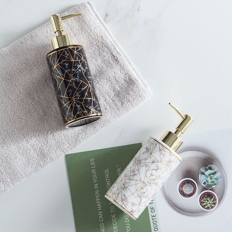 Marble Ceramic Lotion Shampoo Bottle Bathroom Accessories - Krosscanada