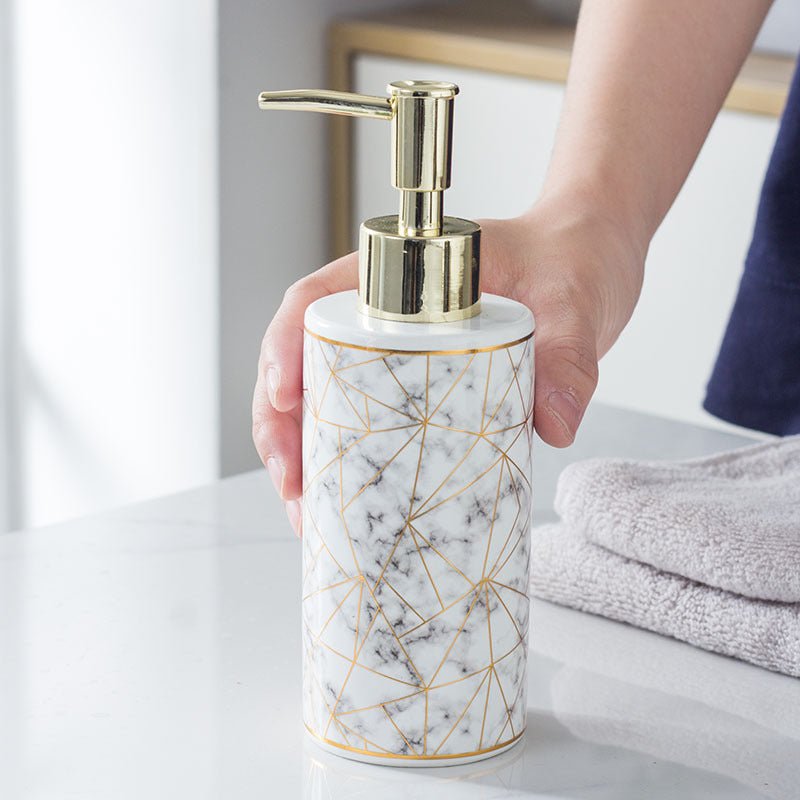 Marble Ceramic Lotion Shampoo Bottle Bathroom Accessories - Krosscanada