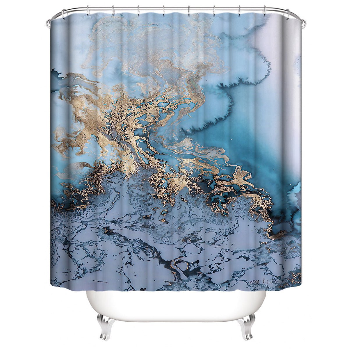 Marble White Shower Curtain Set With Non Slip Rug Bath Mat Carpet Modern Bathroom - Krosscanada
