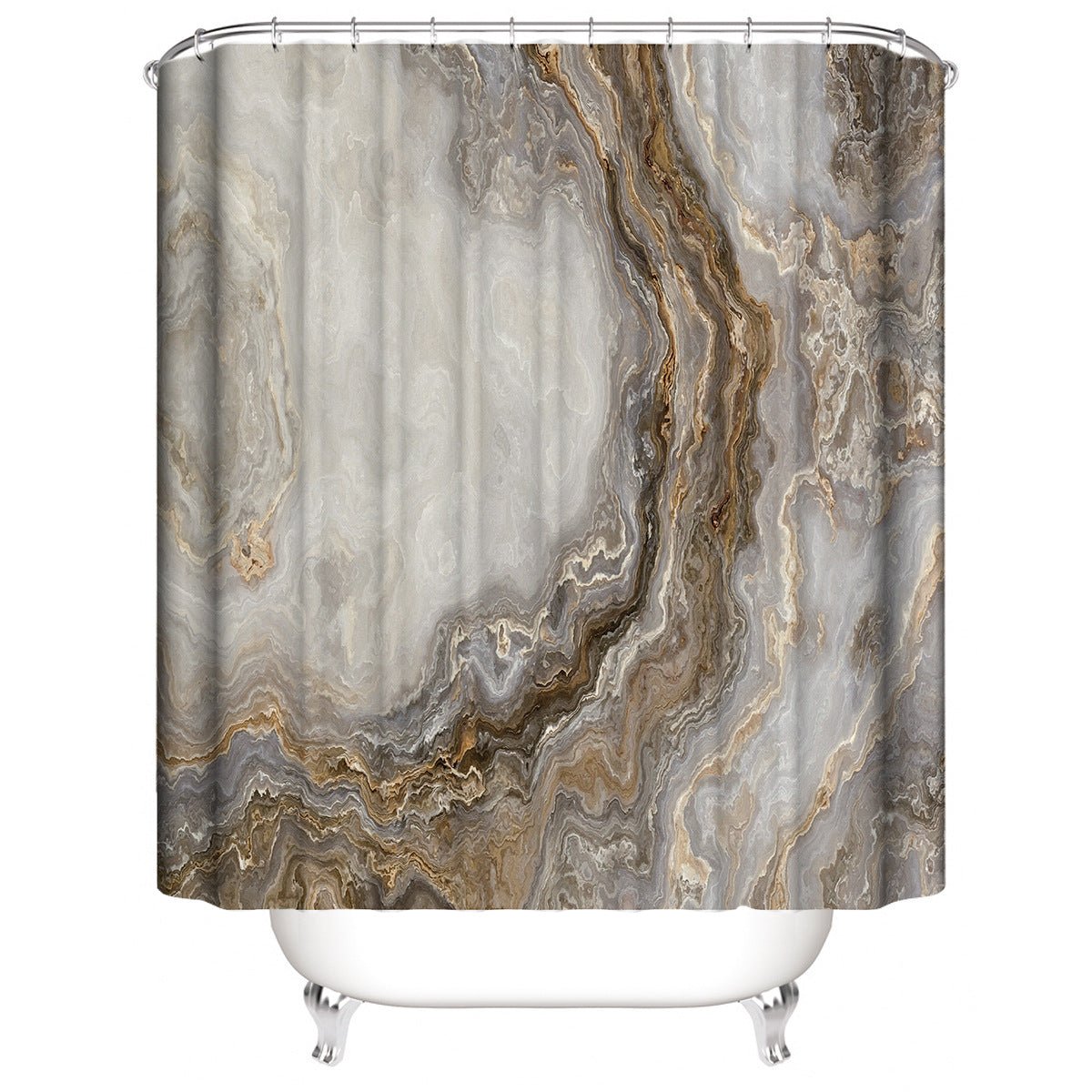 Marble White Shower Curtain Set With Non Slip Rug Bath Mat Carpet Modern Bathroom - Krosscanada