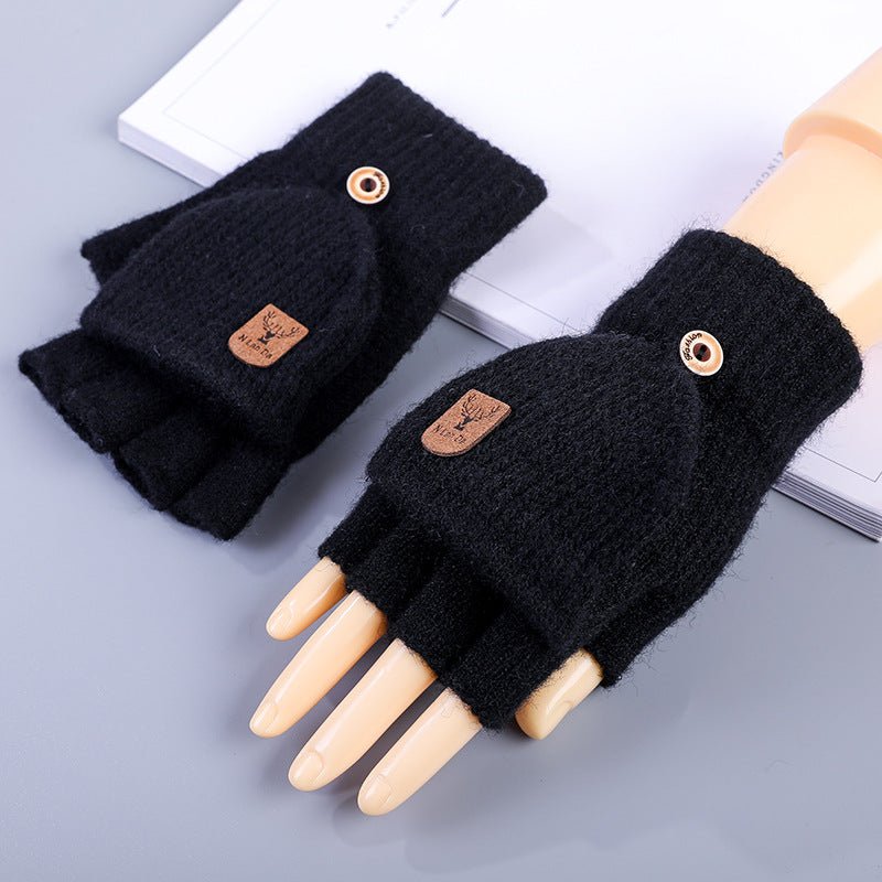 Men's Half Finger Gloves Winter Knitted Wool Fingerless - Krosscanada