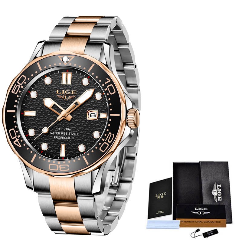 Men's Quartz Watch Luminous Dial Waterproof Watch Business - Krosscanada