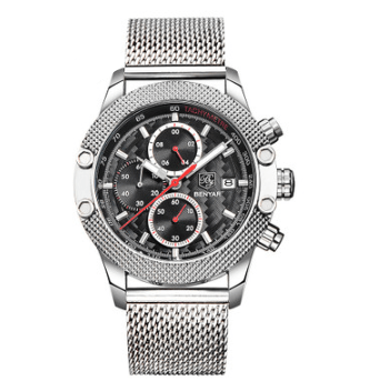 Men's Quartz Watch Sports Calendar Wire Mesh with Men's Quartz Watch - Krosscanada