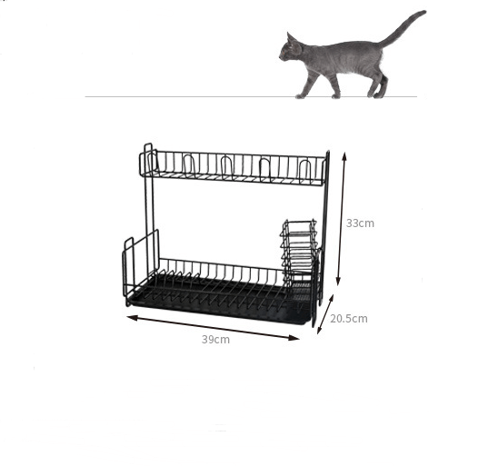 Multi - function kitchen storage rack double - layer tableware dish drain rack - Krosscanada