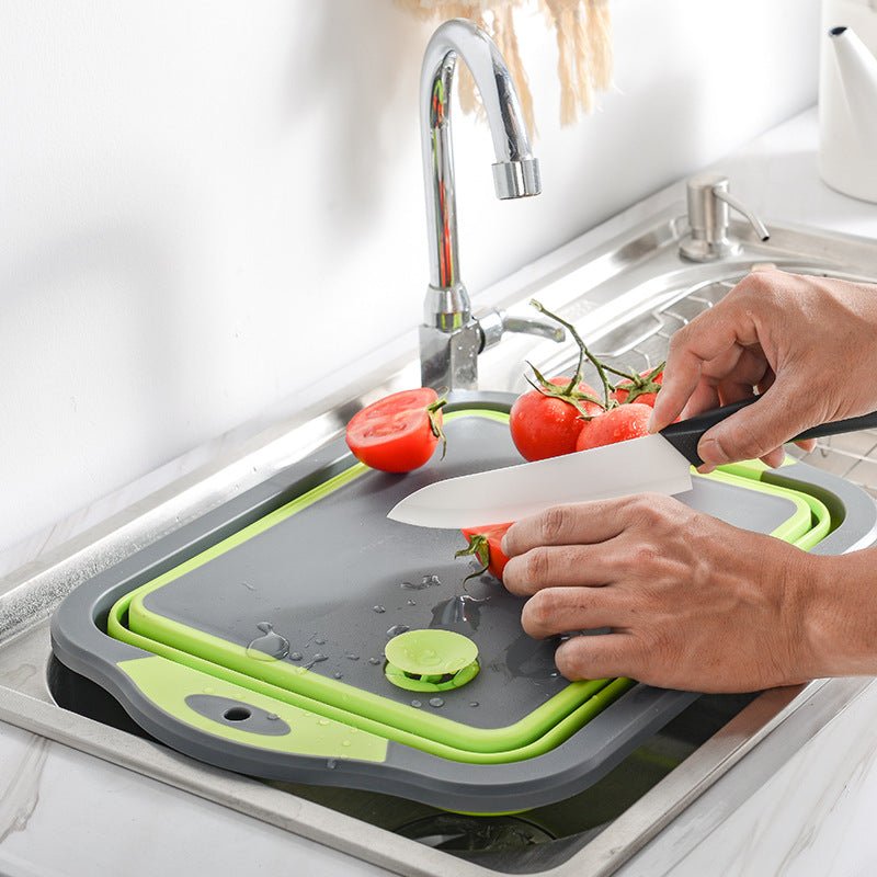 Multifunctional Folding Kitchen Sink Chopping Board, Kitchen Plastic Three - in - one Chopping Board - Krosscanada