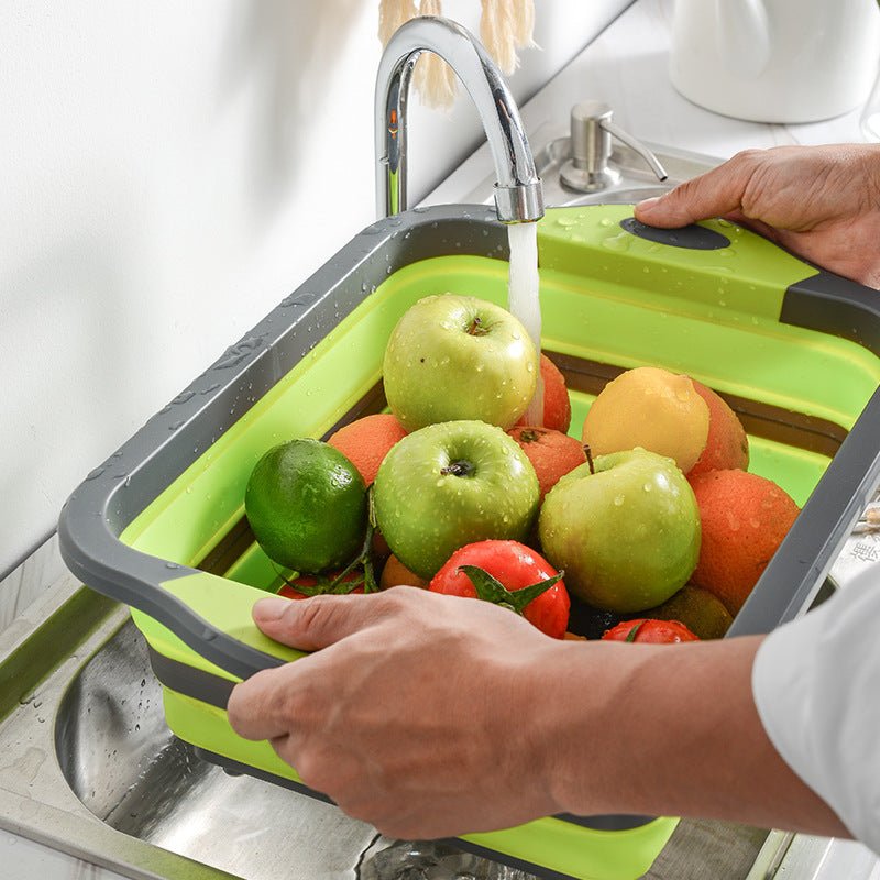 Multifunctional Folding Kitchen Sink Chopping Board, Kitchen Plastic Three - in - one Chopping Board - Krosscanada