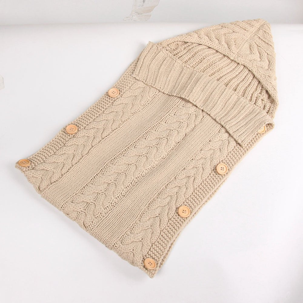 New Autumn Winter Newborn Baby Boy Girl Knit Sleeping Bag Clothes Infant Baby Pure Color Hold Blanket - Krosscanada
