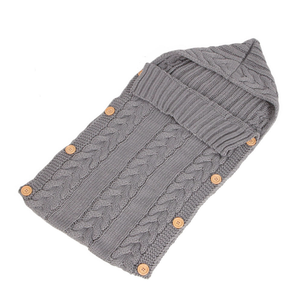 New Autumn Winter Newborn Baby Boy Girl Knit Sleeping Bag Clothes Infant Baby Pure Color Hold Blanket - Krosscanada