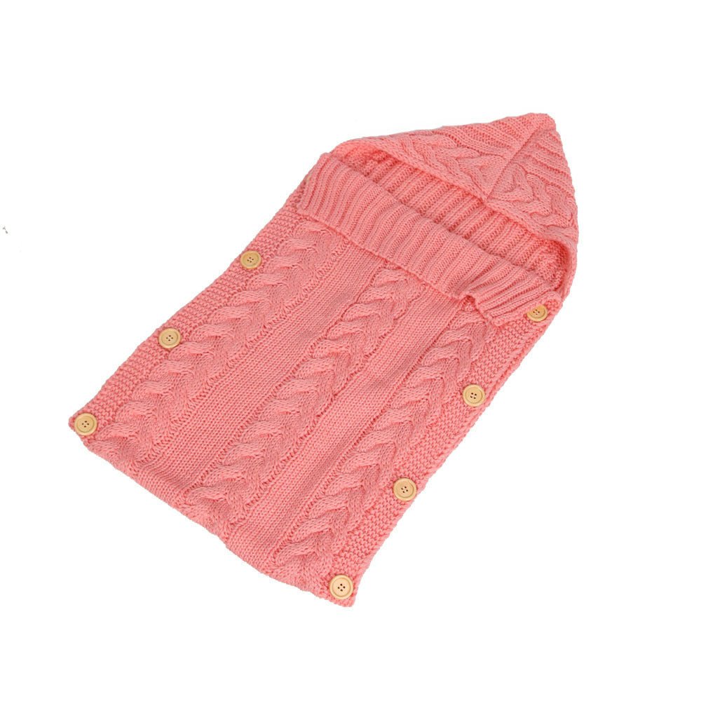 New Autumn Winter Newborn Baby Boy Girl Knit Sleeping Bag Clothes Infant Baby Pure Color Hold Blanket - Krosscanada