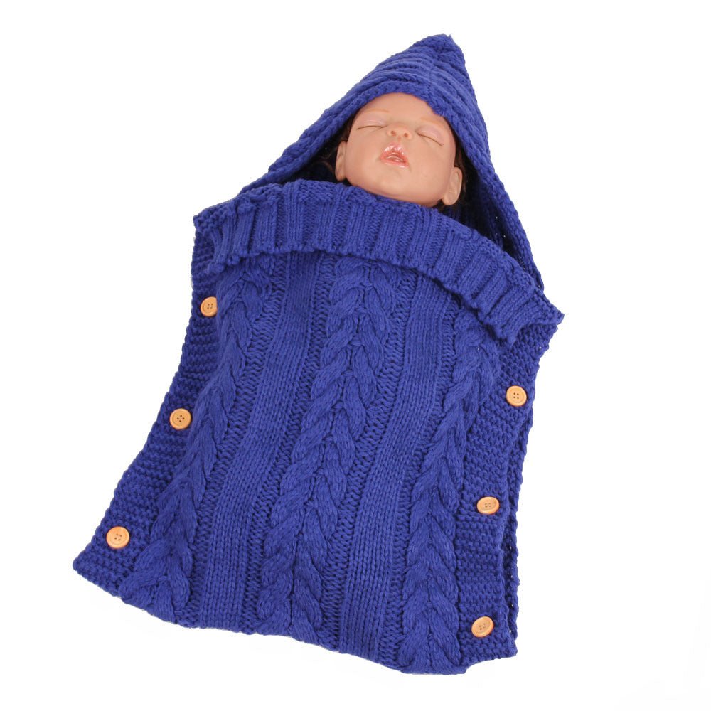 New Autumn Winter Newborn Baby Boy Girl Knit Sleeping Bag Clothes Infant Baby Pure Color Hold Blanket - Krosscanada