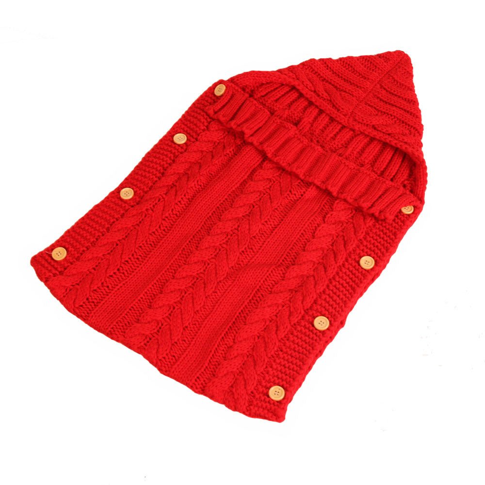New Autumn Winter Newborn Baby Boy Girl Knit Sleeping Bag Clothes Infant Baby Pure Color Hold Blanket - Krosscanada