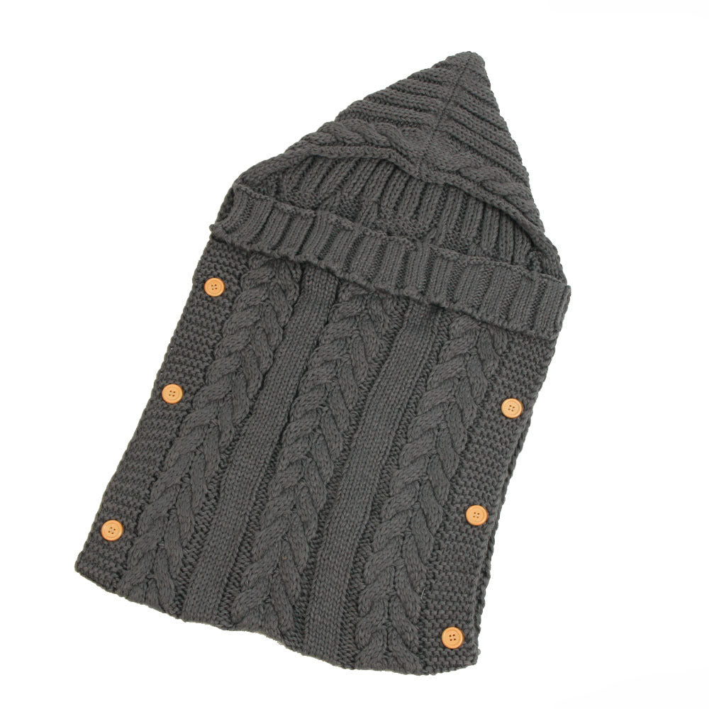 New Autumn Winter Newborn Baby Boy Girl Knit Sleeping Bag Clothes Infant Baby Pure Color Hold Blanket - Krosscanada