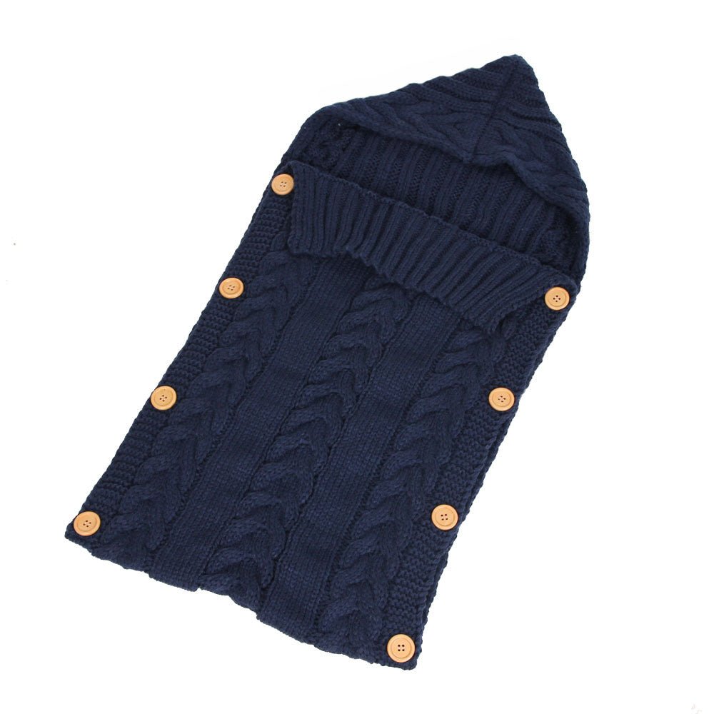 New Autumn Winter Newborn Baby Boy Girl Knit Sleeping Bag Clothes Infant Baby Pure Color Hold Blanket - Krosscanada