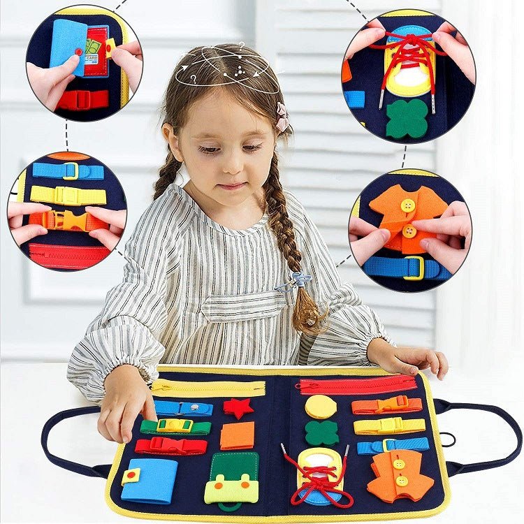 New Busy Book Children's Busy Board Dressing And Buttoning Learning Baby Early Education Preschool Sensory Learning Toy - Krosscanada
