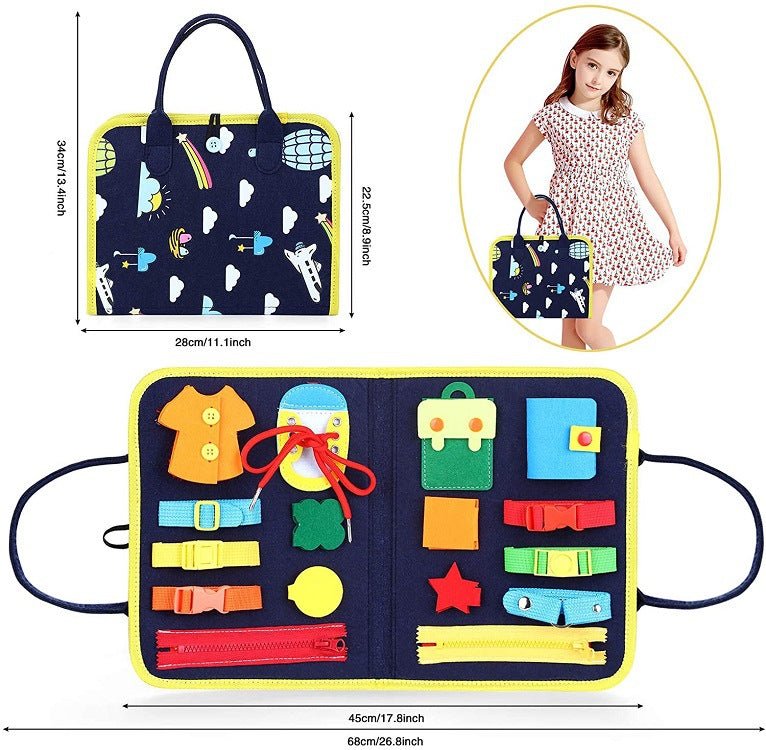 New Busy Book Children's Busy Board Dressing And Buttoning Learning Baby Early Education Preschool Sensory Learning Toy - Krosscanada