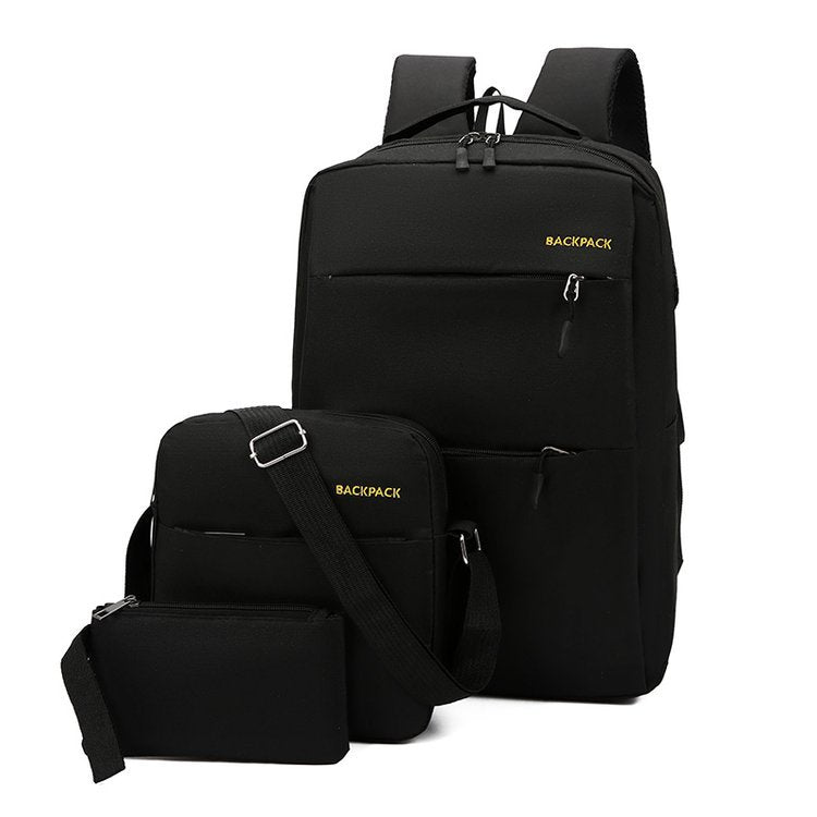 New Casual Men's Backpack Three - piece Outdoor Travel Computer Backpack Female School Bag - Krosscanada