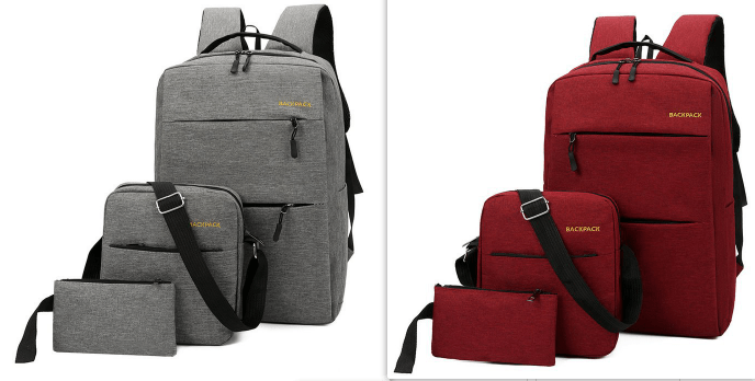 New Casual Men's Backpack Three - piece Outdoor Travel Computer Backpack Female School Bag - Krosscanada