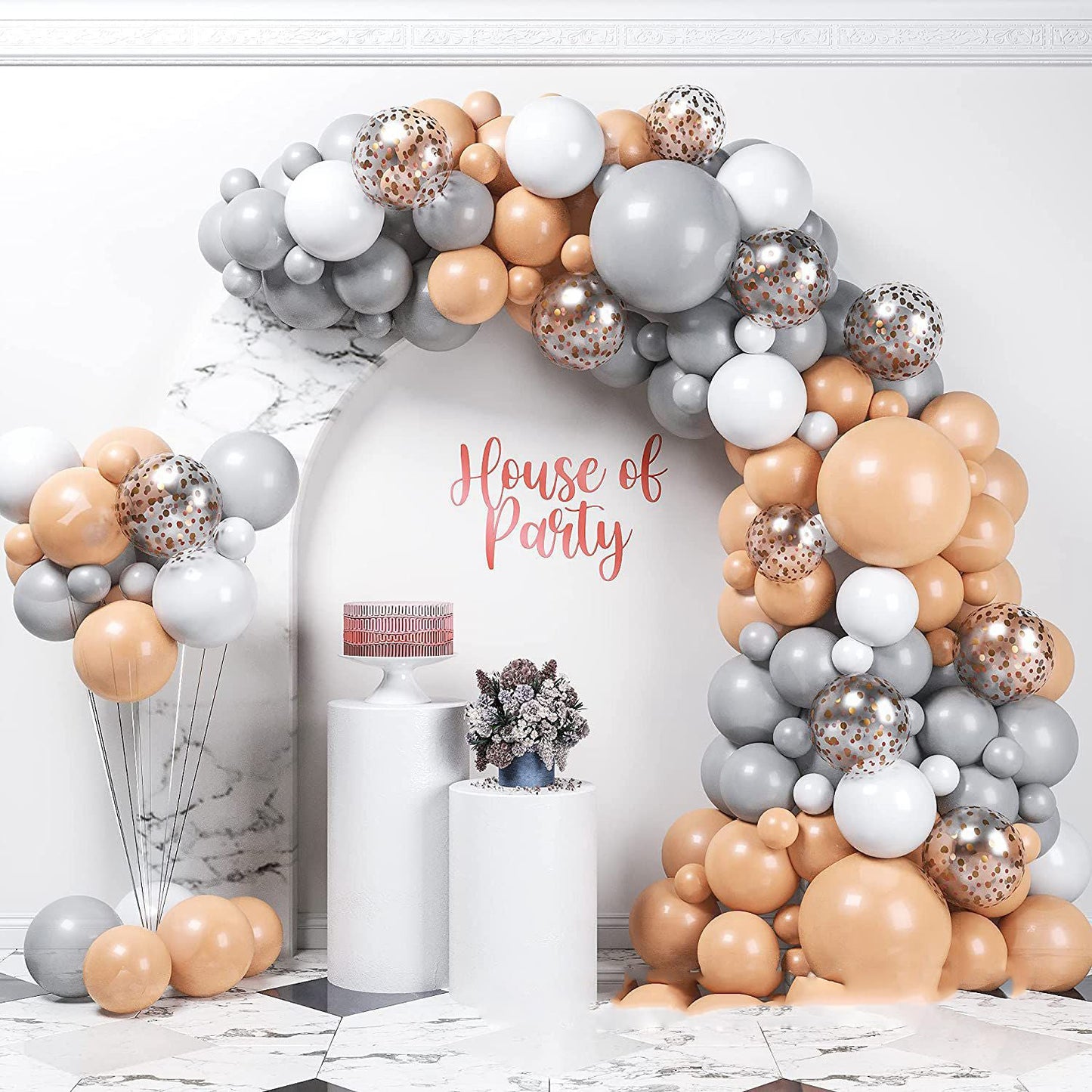 Party Arrangement Grey Latex Balloon Chain Set - Krosscanada
