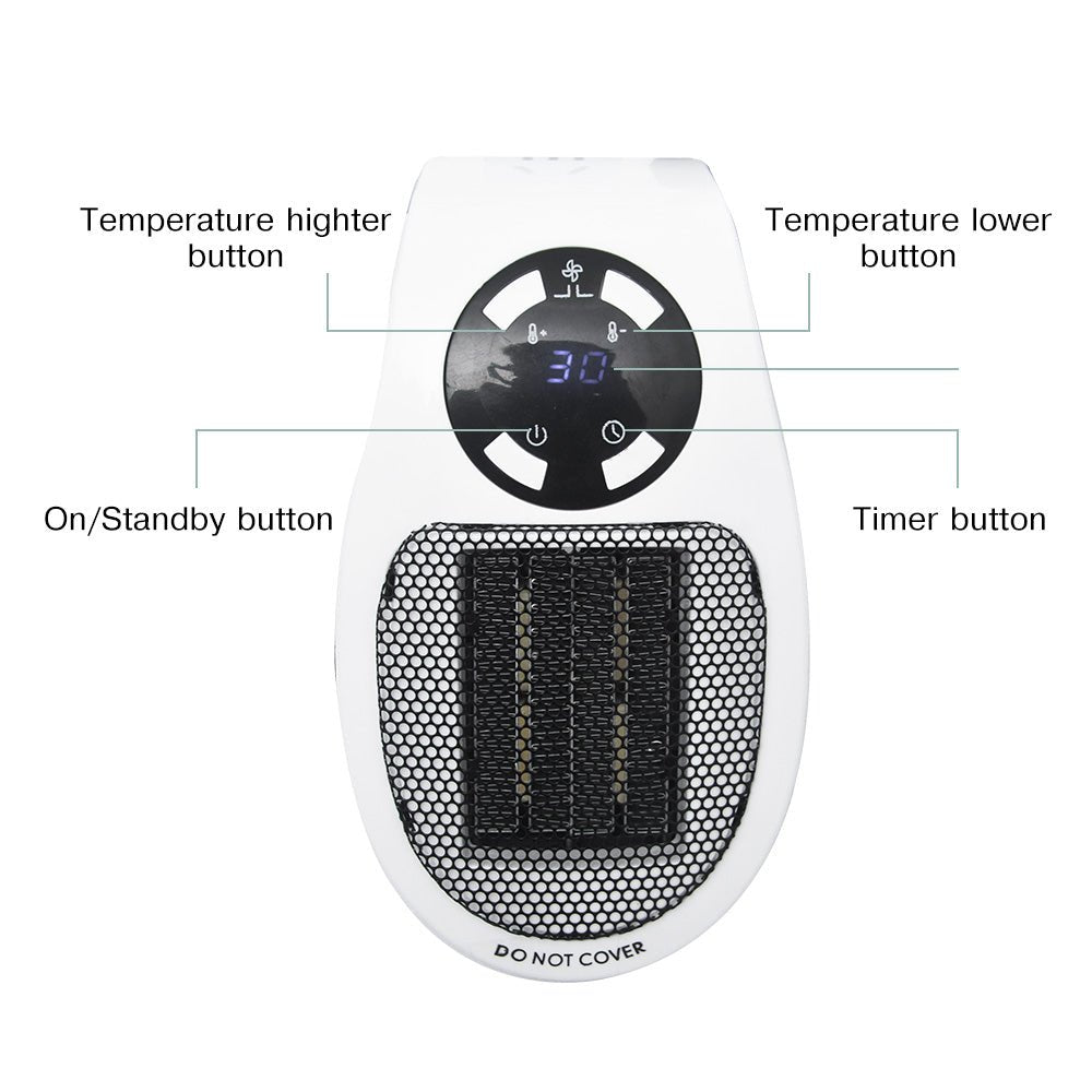 Portable Electric Heater Wall Fan Heater Handy Heating Stove Adjustable Thermostat Radiator Warmer Machine Home Appliance - Krosscanada