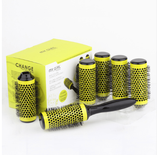 Professional Hair Dressing Brushes High Temperature Resistant Ceramic Iron Round Comb Beauty Hair Makeup Tool 50mm 6pcs/set - Krosscanada