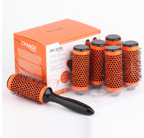 Professional Hair Dressing Brushes High Temperature Resistant Ceramic Iron Round Comb Beauty Hair Makeup Tool 50mm 6pcs/set - Krosscanada