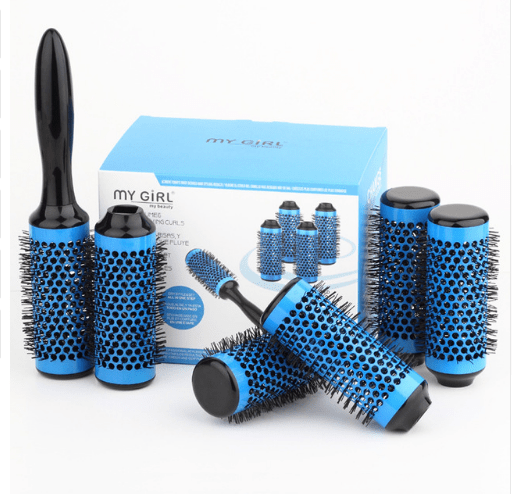 Professional Hair Dressing Brushes High Temperature Resistant Ceramic Iron Round Comb Beauty Hair Makeup Tool 50mm 6pcs/set - Krosscanada