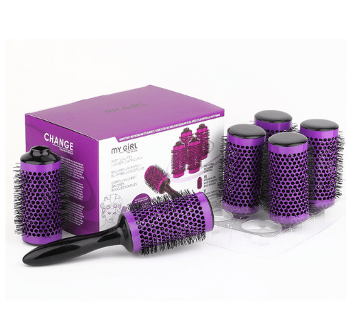 Professional Hair Dressing Brushes High Temperature Resistant Ceramic Iron Round Comb Beauty Hair Makeup Tool 50mm 6pcs/set - Krosscanada