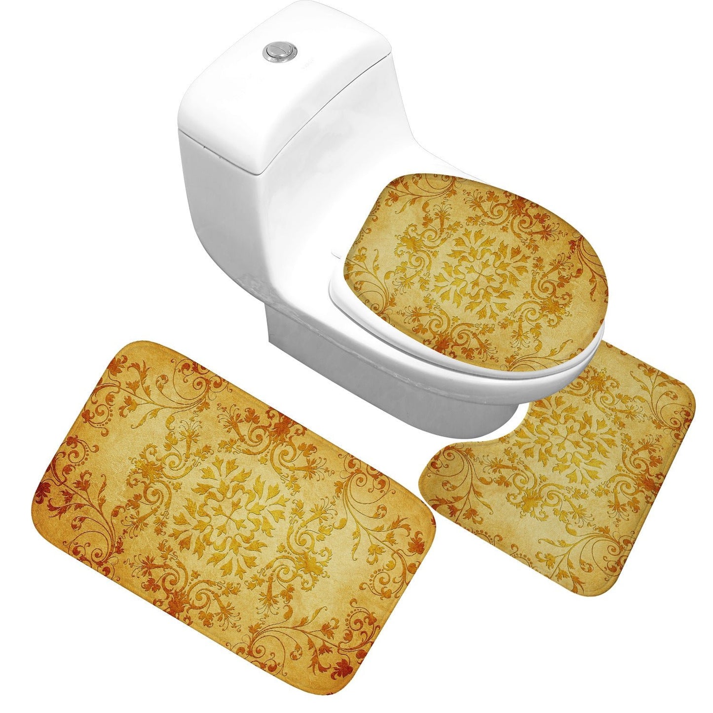 Receiving Bag Three - piece Toilet Bathroom Toilet Carpet Non - slip Absorbent Toilet Floor Mat Classic Pattern - Krosscanada
