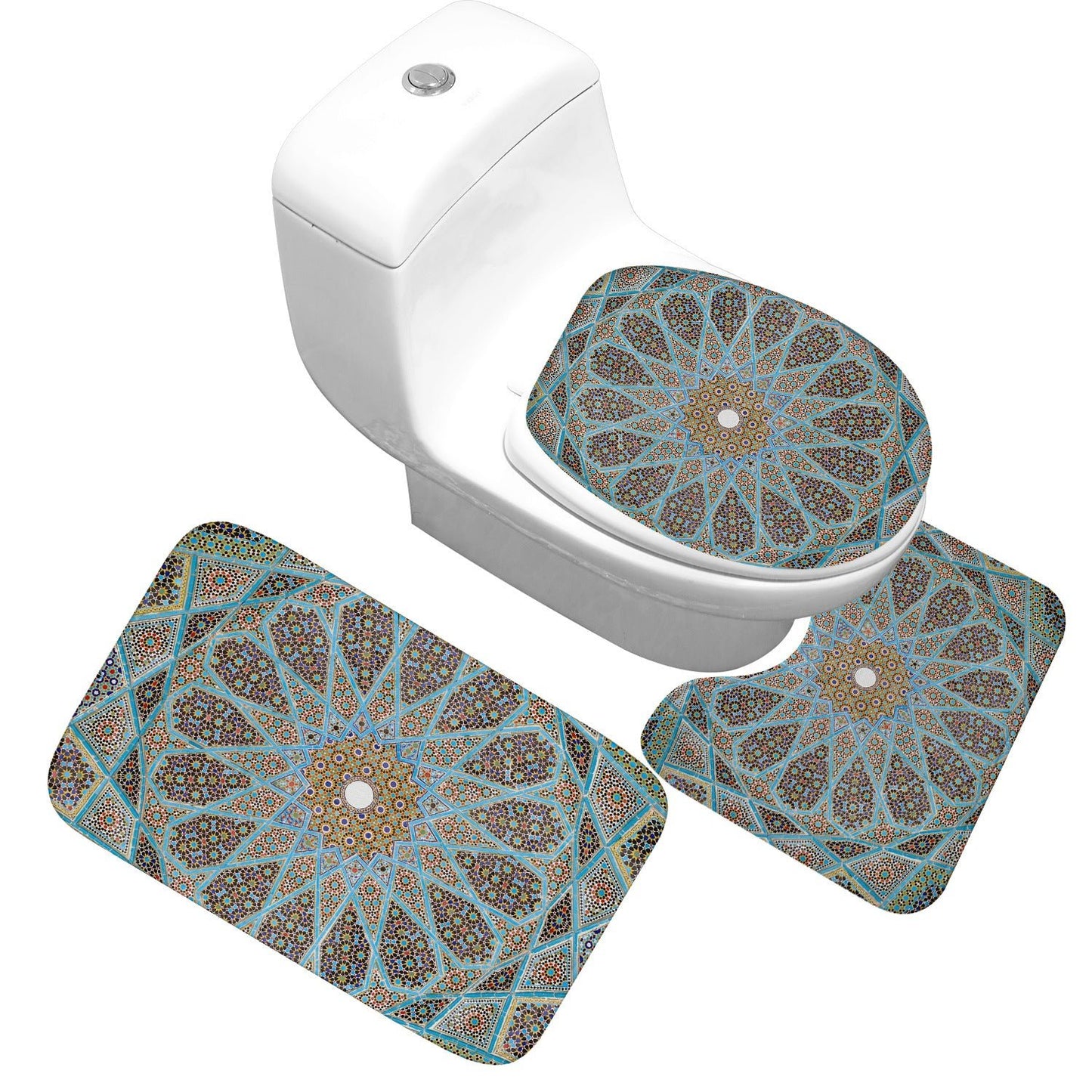 Receiving Bag Three - piece Toilet Bathroom Toilet Carpet Non - slip Absorbent Toilet Floor Mat Classic Pattern - Krosscanada
