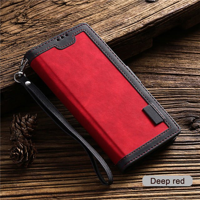 Retro Stitching Mobile Phone Leather Case - Krosscanada
