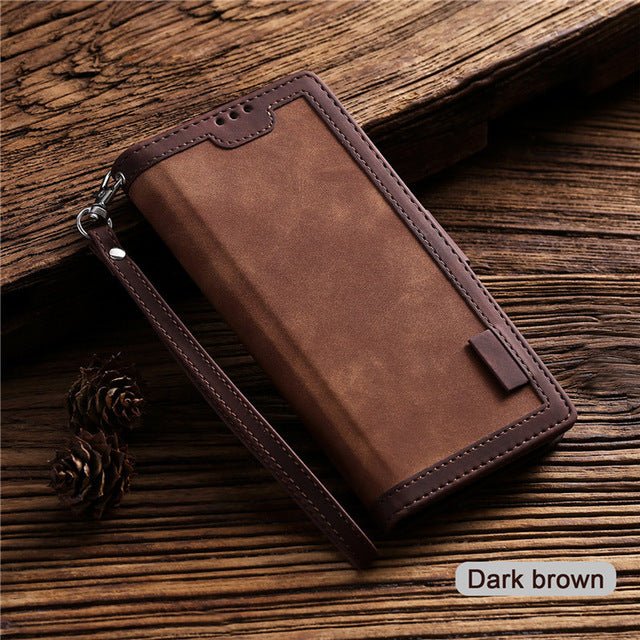 Retro Stitching Mobile Phone Leather Case - Krosscanada