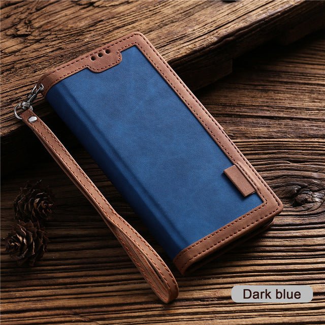 Retro Stitching Mobile Phone Leather Case - Krosscanada