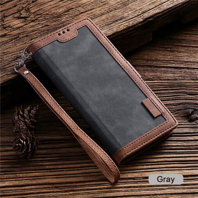 Retro Stitching Mobile Phone Leather Case - Krosscanada