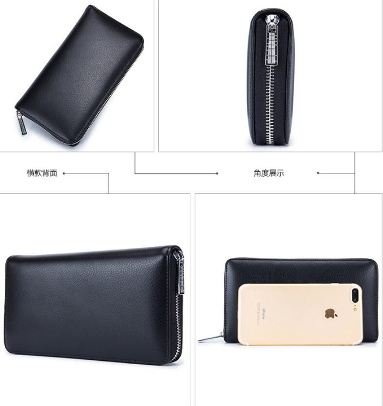 Rfid Many Departments Men Wallet Cow Genuine Leather 36 Slots Card Holder Cell Phone Pocket Male Wallets Clutch Man Long Purse - Krosscanada