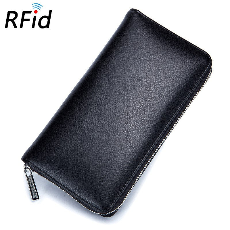Rfid Many Departments Men Wallet Cow Genuine Leather 36 Slots Card Holder Cell Phone Pocket Male Wallets Clutch Man Long Purse - Krosscanada