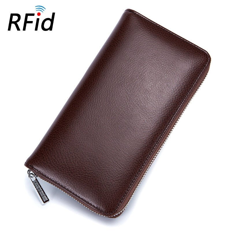 Rfid Many Departments Men Wallet Cow Genuine Leather 36 Slots Card Holder Cell Phone Pocket Male Wallets Clutch Man Long Purse - Krosscanada
